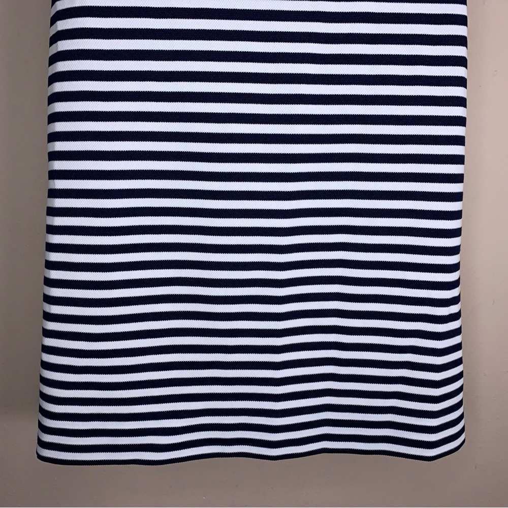 Vintage Serbin Size 6 Navy Blue And White Striped Dress Short Sleeve Sporty - Picture 11 of 16